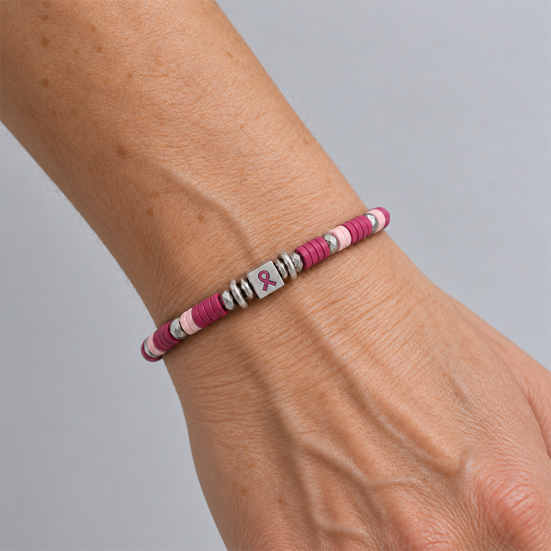 Enough, Brave, and Beautiful Breast Cancer Awareness Pink Ribbon Bracelet