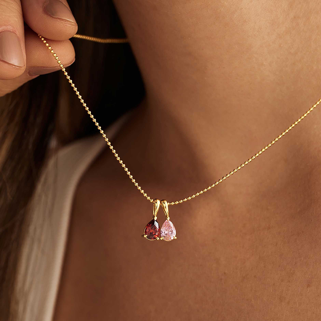 Family Birthstone For Grandma Drop Necklace