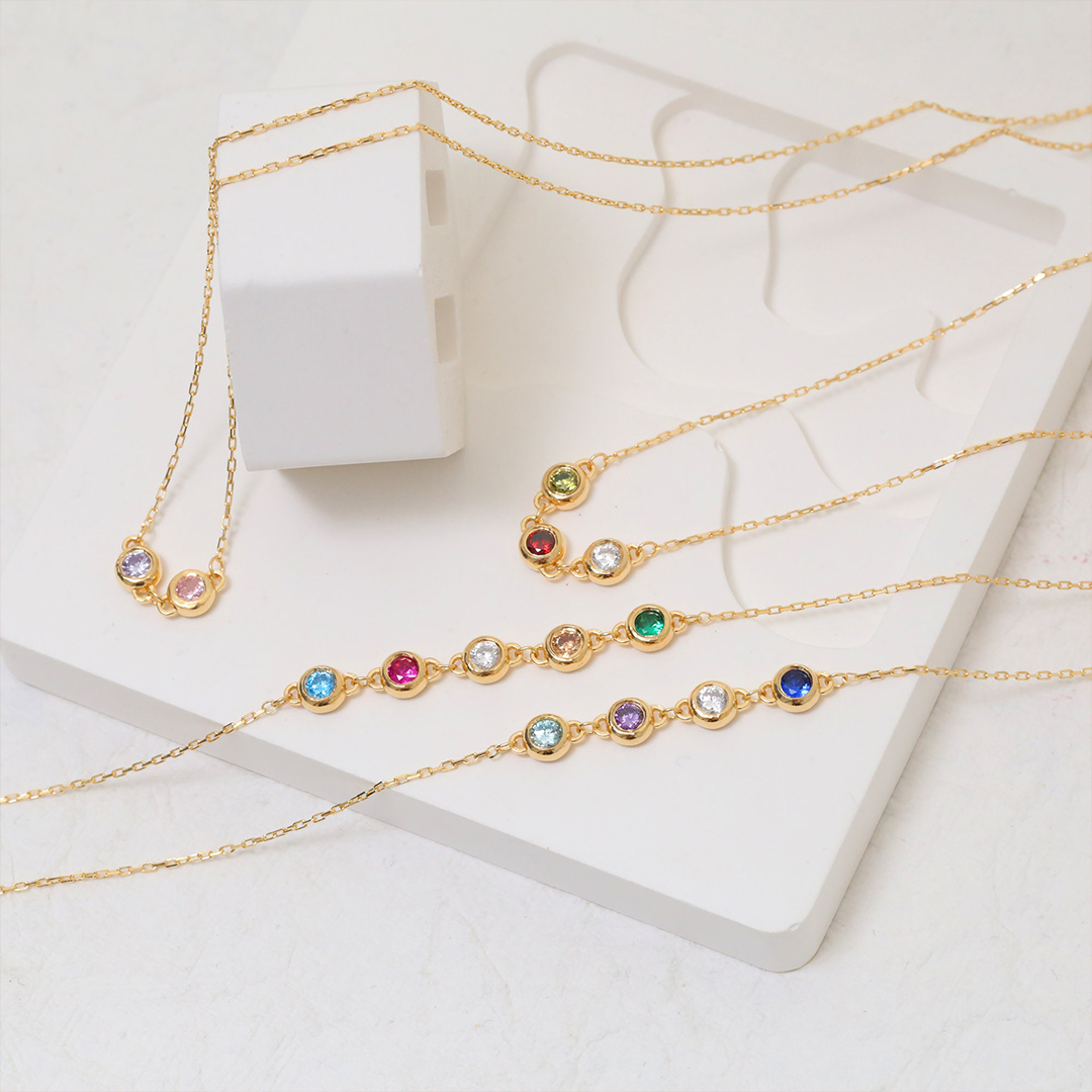 Personalized Family Member 14 Birthstone Necklace