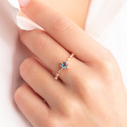 Choose Peace Vintage Alexandrite Minimalist Ring