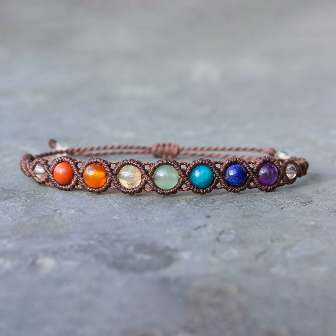7 Chakra Macrame Bracelet for Balanced Energy & Spiritual Wellness