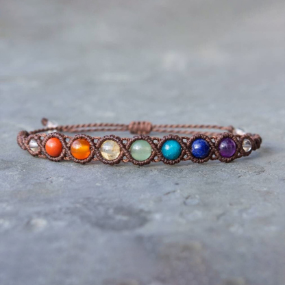 7 Chakra Macrame Bracelet for Balanced Energy & Spiritual Wellness