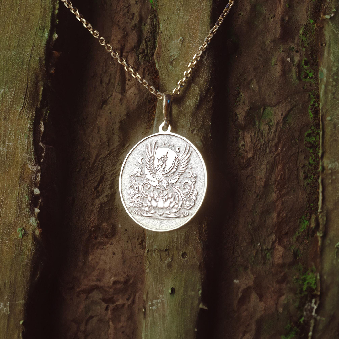 You Will Still Bloom Phoenix  And Lotus Flower Necklace