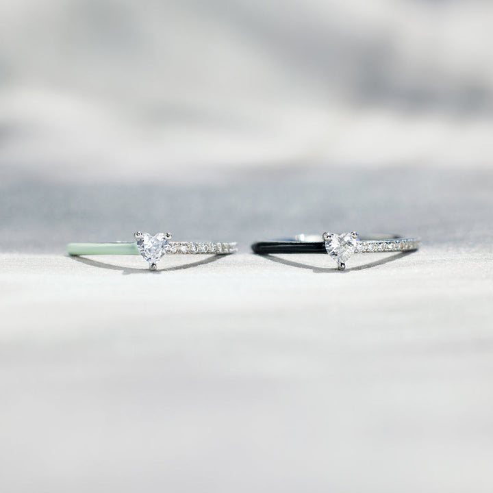 Best Bi♥︎ches Matching Half Enamel Heart-Cut Rings