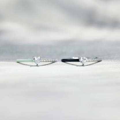 Best Bi♥︎ches Matching Half Enamel Heart-Cut Rings