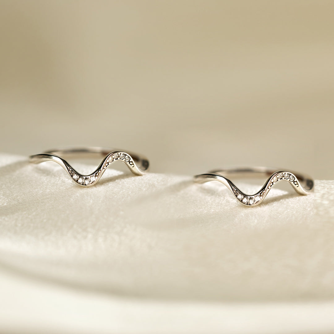 Matching Mother&Daughter Bond Special Sliver Wave Rings