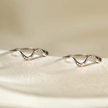 Matching Mother&Daughter Bond Special Sliver Wave Rings