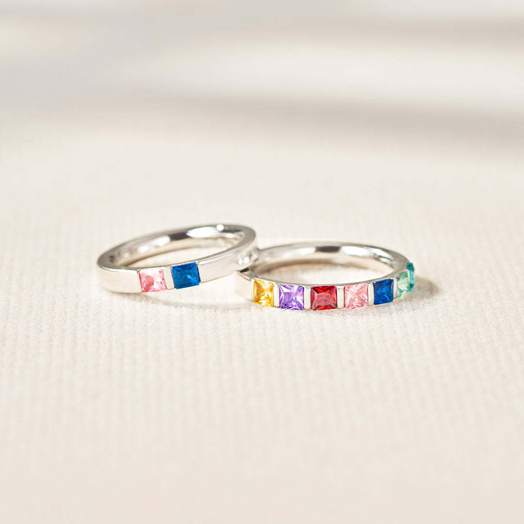 Personalized 1-7 Kids' Birthstone Square Ring