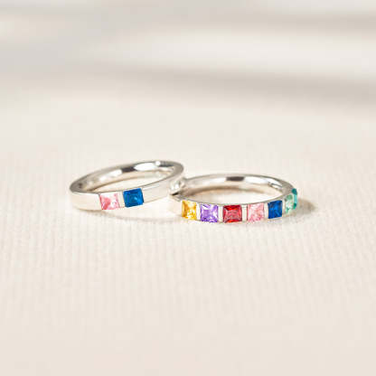 Personalized 1-7 Kids' Birthstone Square Ring