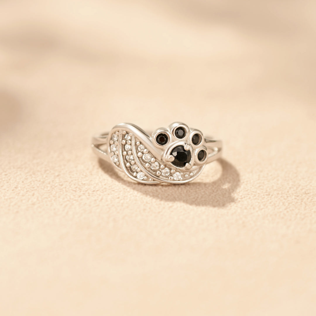 My Angel Always Near By Black Paw Wings Ring