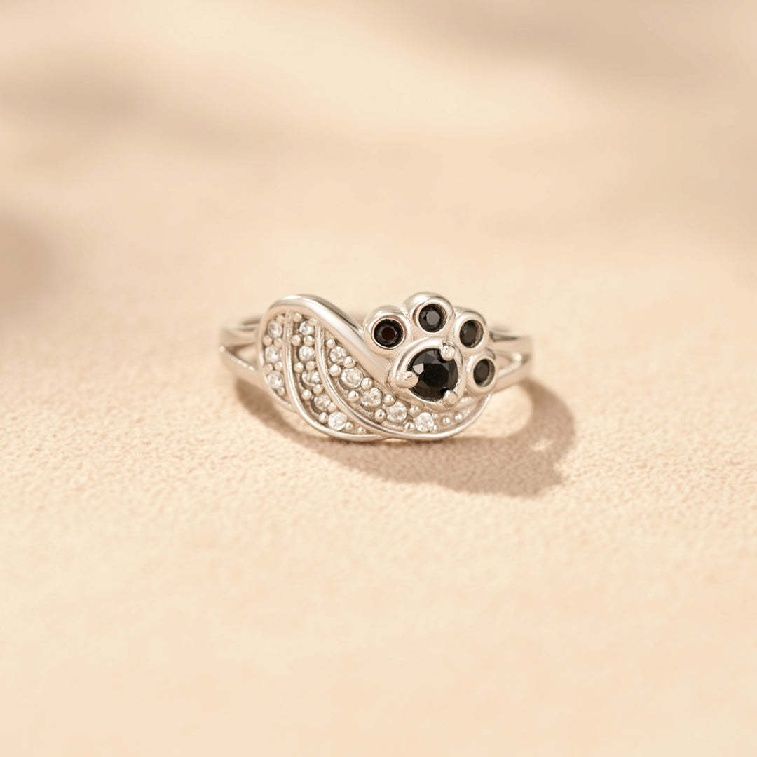 My Angel Always Near By Black Paw Wings Ring