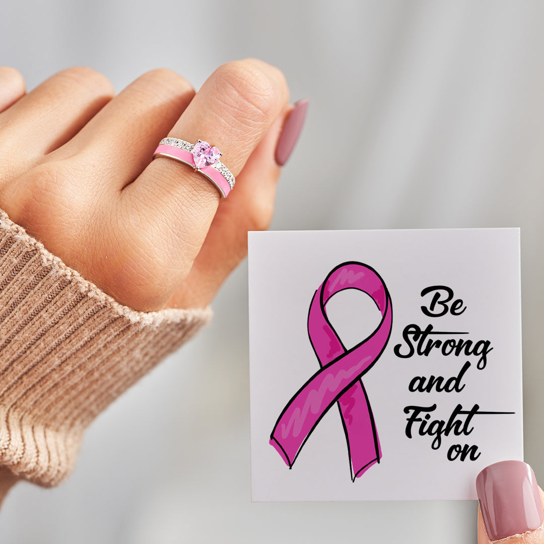 Be Strong And Fight On Heart Ring