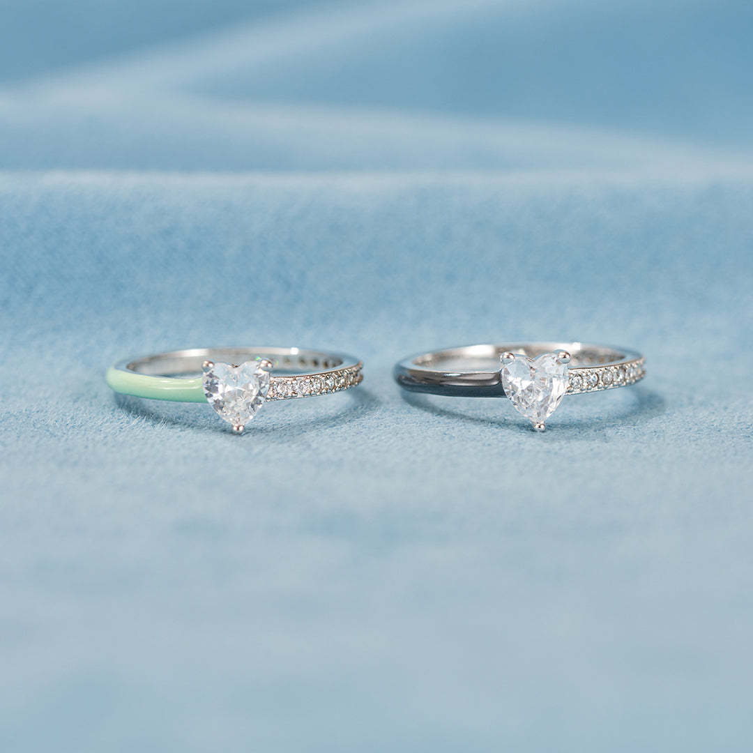 Matching Mother & Daughter Black Enamel Rings