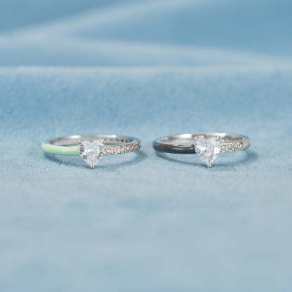 Matching Mother & Daughter Black Enamel Rings