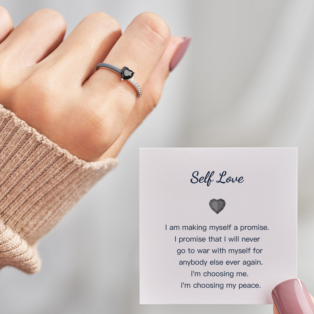 I Am Choosing My Peace Black Enamel Ring