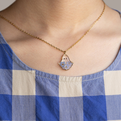 Forget Me Not Flower Ghost Necklace