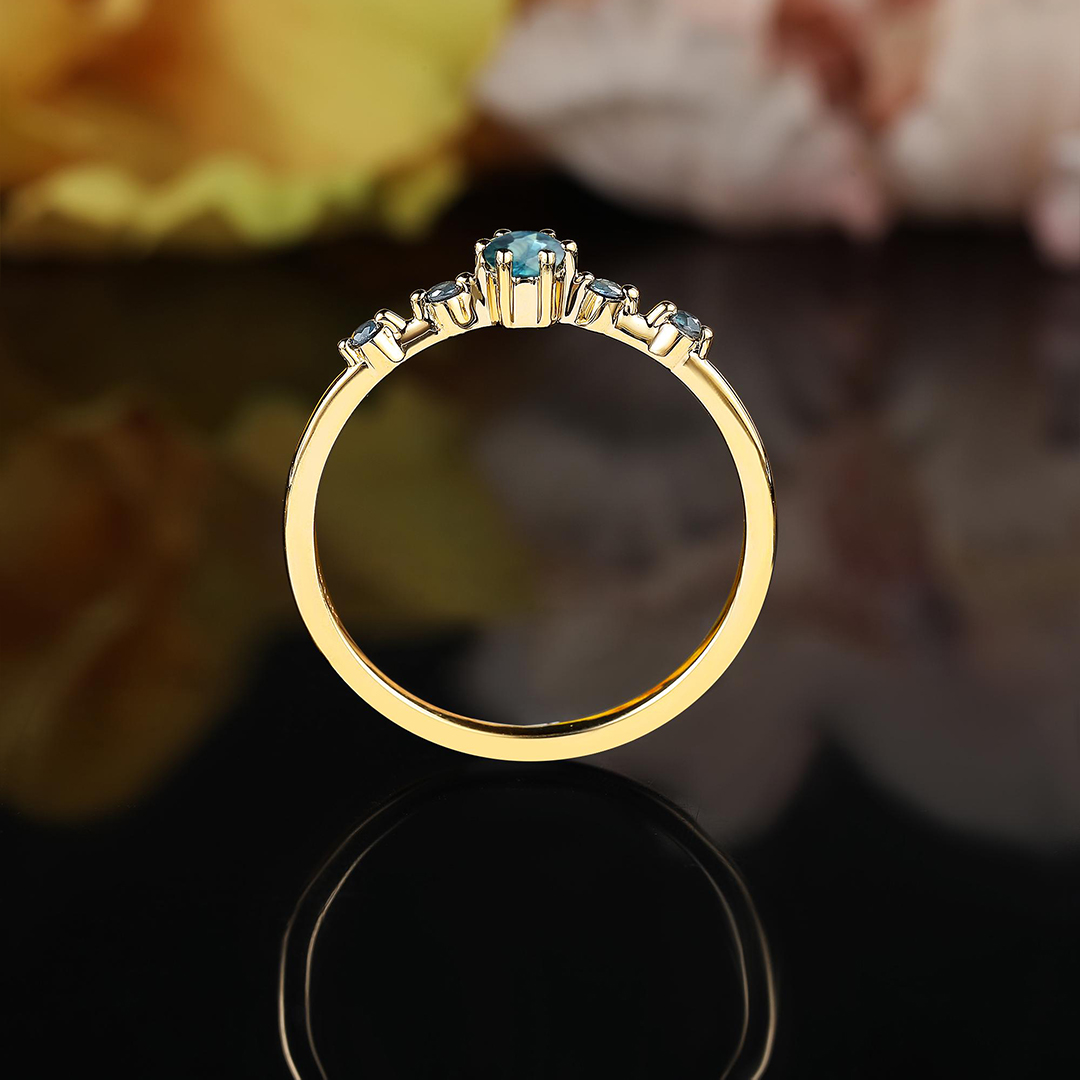 Ovarian Cancer Awareness Strength in Teal Teal Sapphire Ring