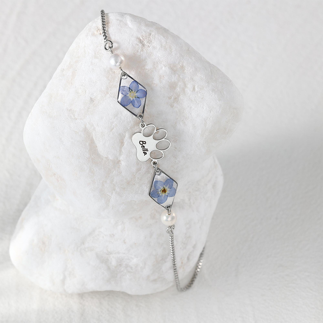 Forever Loved Rainbow Bridge Paw Print Bracelet