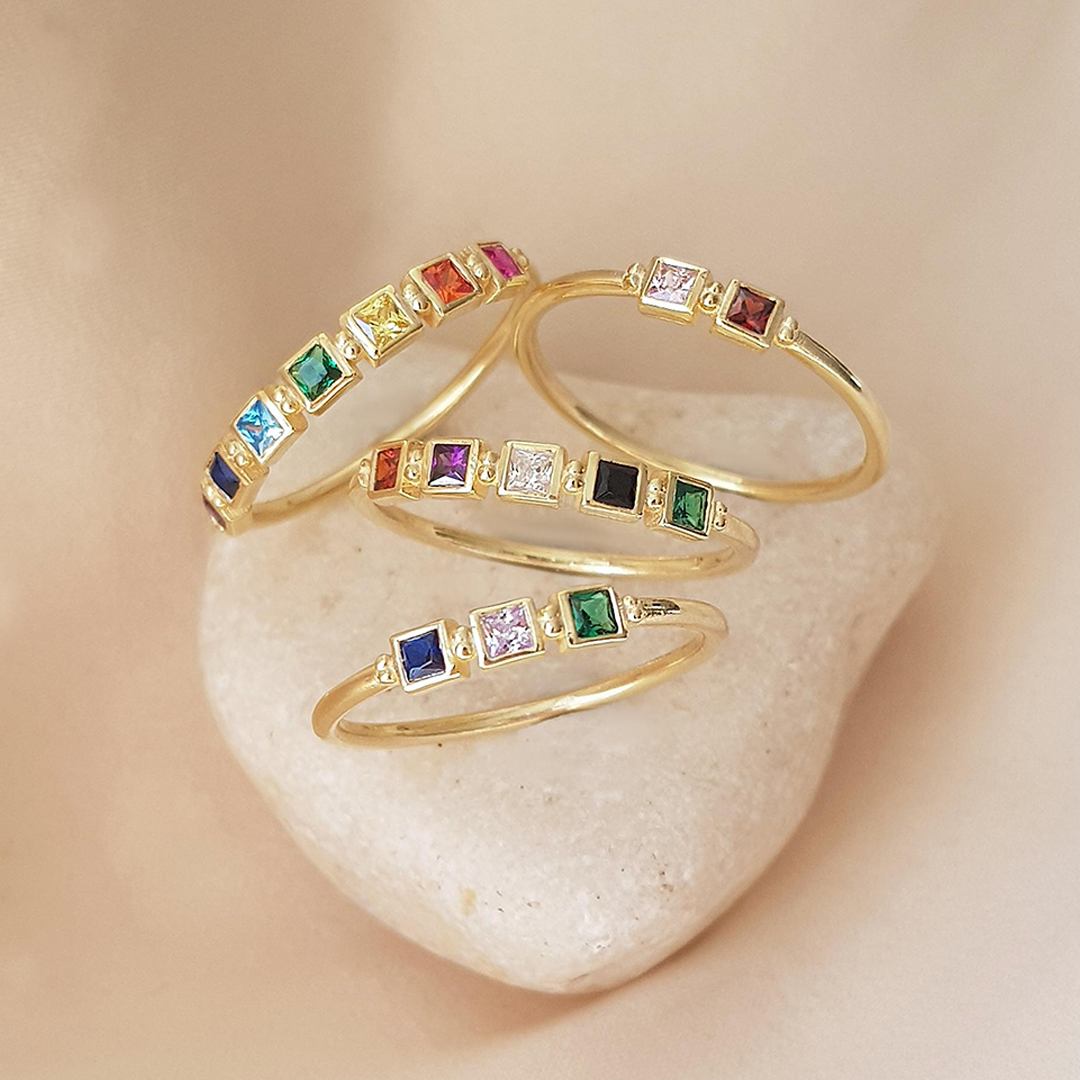 Grandma’s Tear of Joy Personalized 1-6 Birthstone Ring