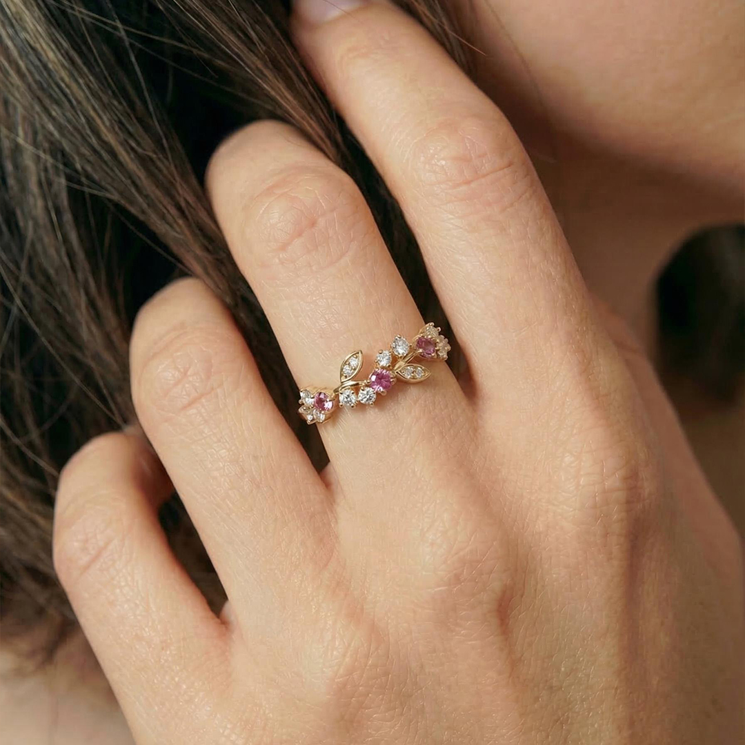 I Am Choosing Me Pink Leaf Ring