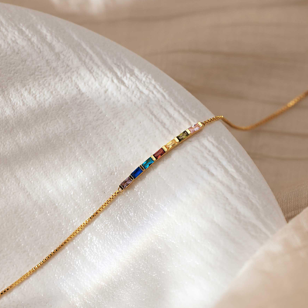 Family Love Baguette Birthstone Bracelet