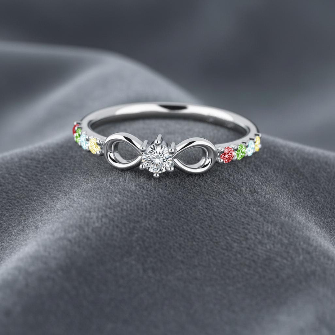 Autism Awareness Infinity Diamond Knot Ring