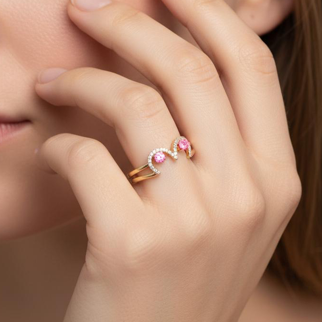 Breast Cancer Awareness I Am Enough Dainty Wave Ring