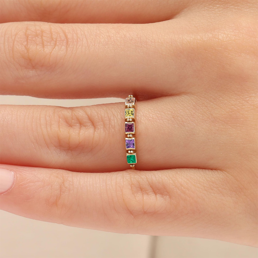 Grandma’s Tear of Joy Personalized 1-6 Birthstone Ring