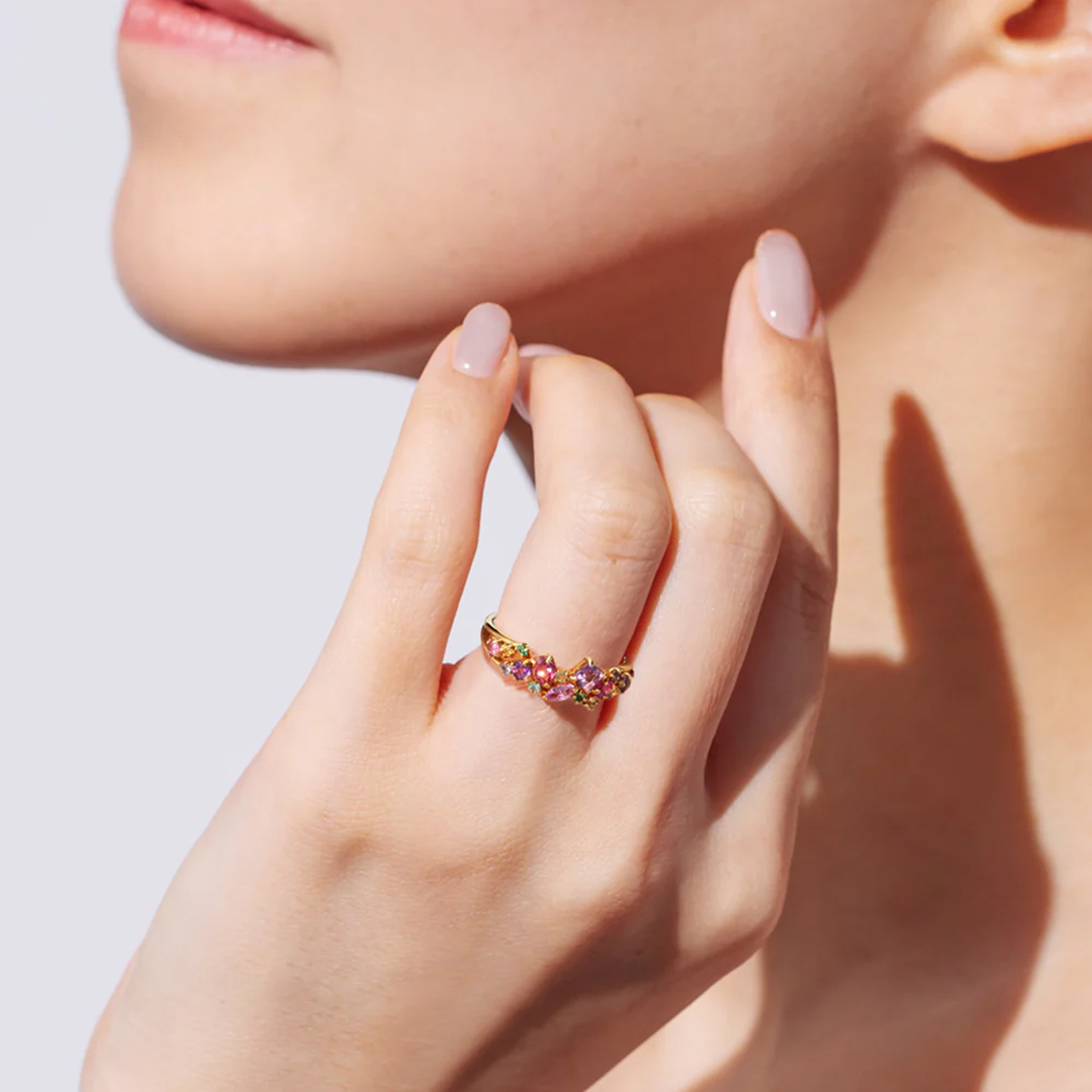 Beautifully Broken Nugget Colorful Diamonds Ring