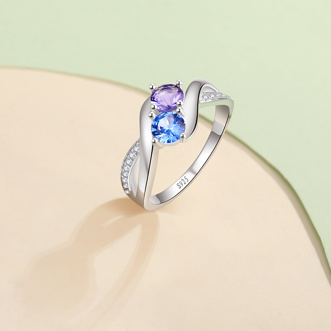 All That Truly Mattered Custom Couple Birthstones Ring