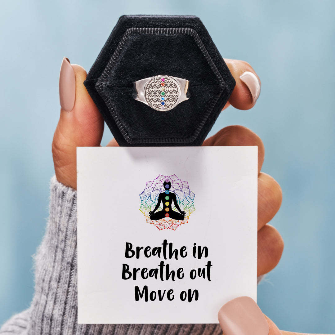 Breathe In Breathe Out And Move On Seven Chakras Ring