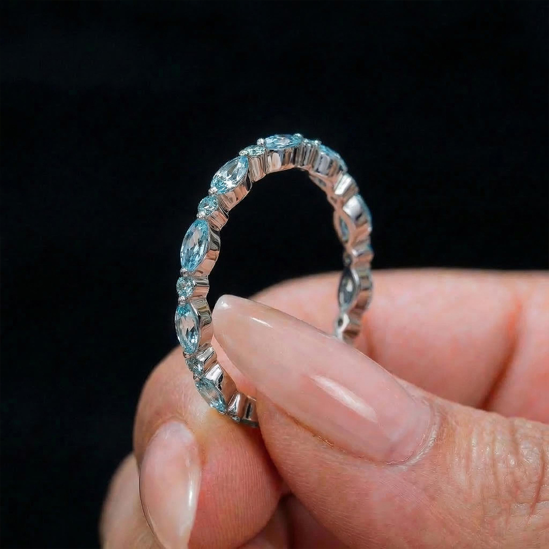 Ovarian Cancer Awareness Teal Marquise Ring