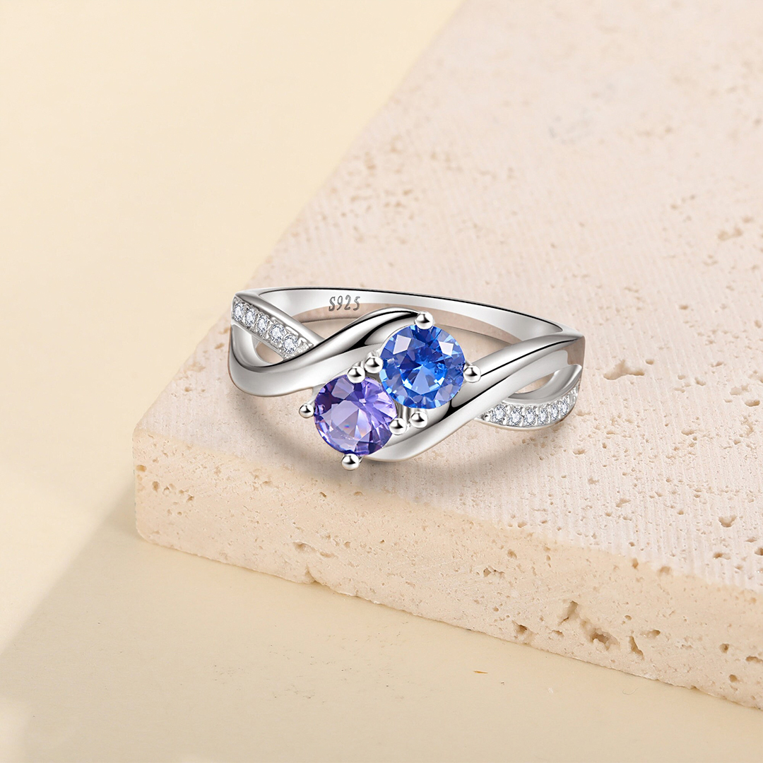 All That Truly Mattered Custom Couple Birthstones Ring