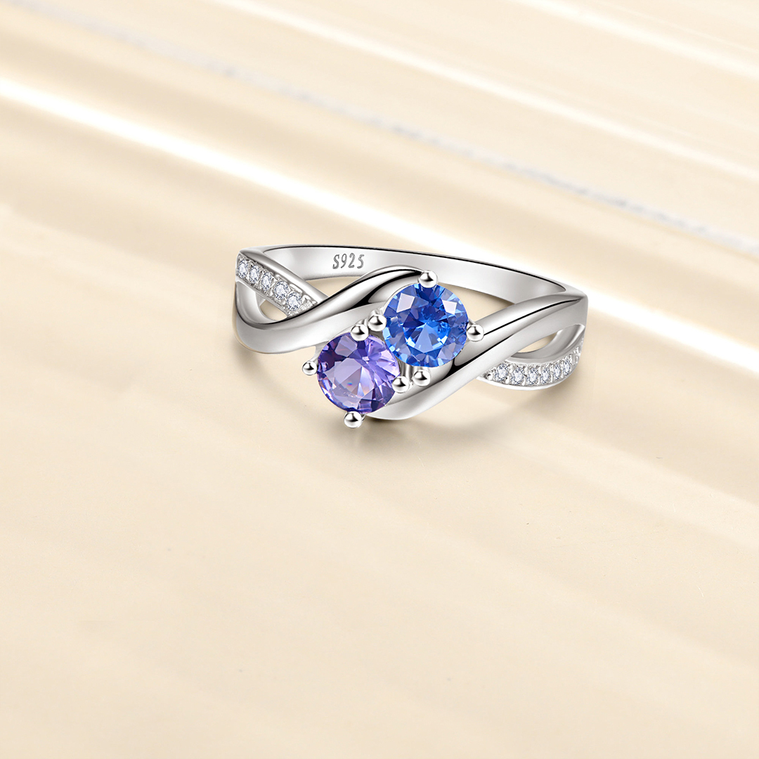 All That Truly Mattered Custom Couple Birthstones Ring