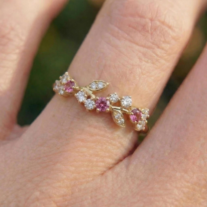 I Am Choosing Me Pink Leaf Ring