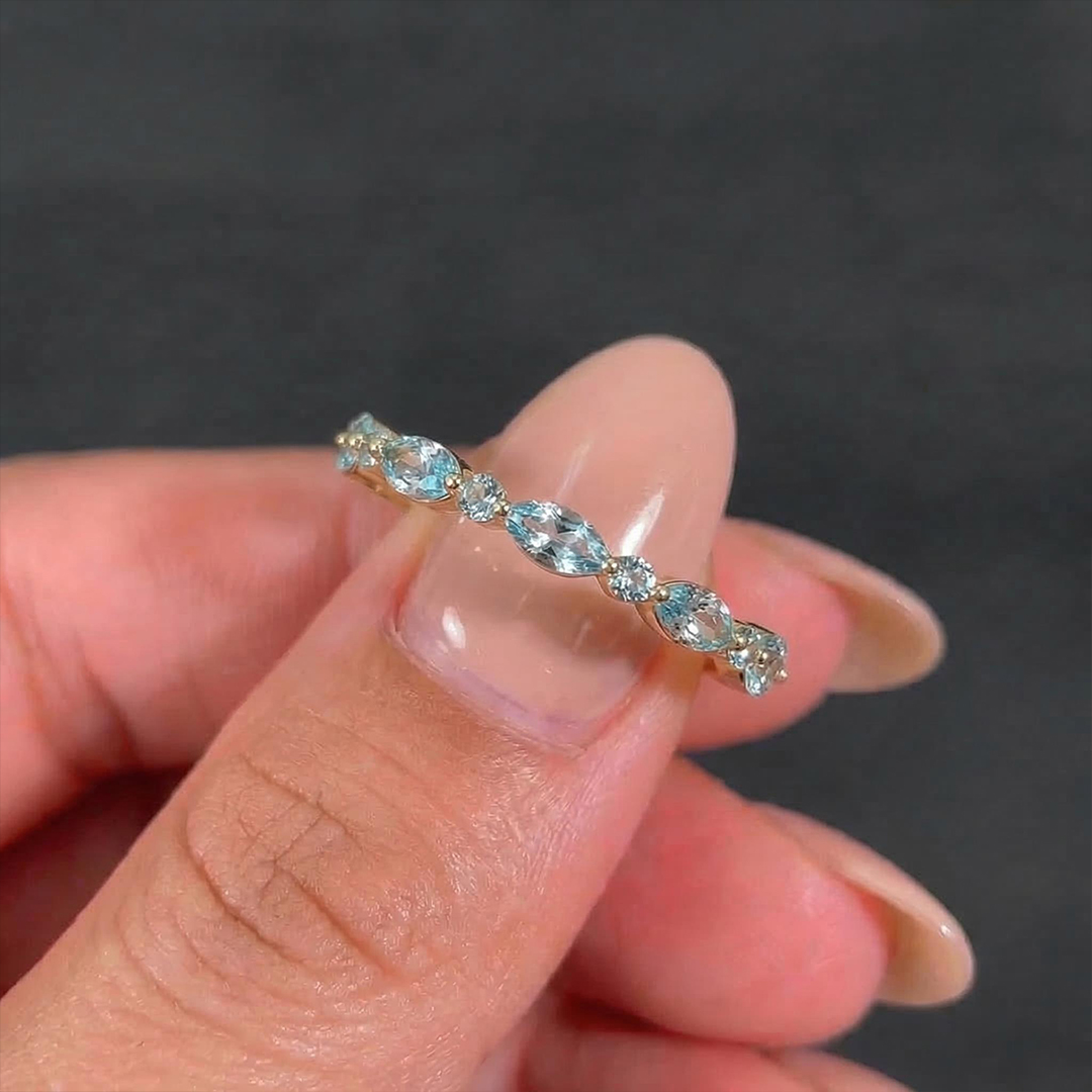 Ovarian Cancer Awareness Teal Marquise Ring