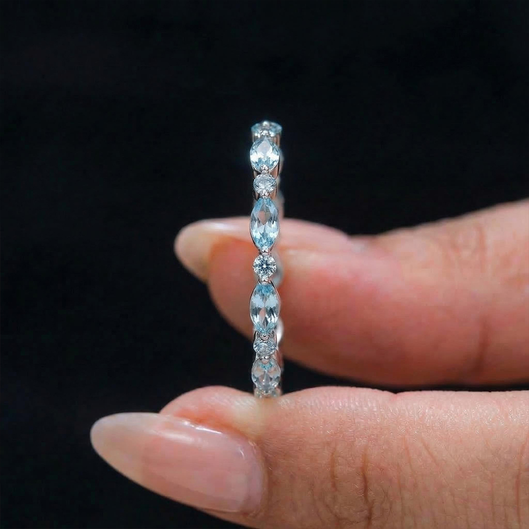 Ovarian Cancer Awareness Teal Marquise Ring