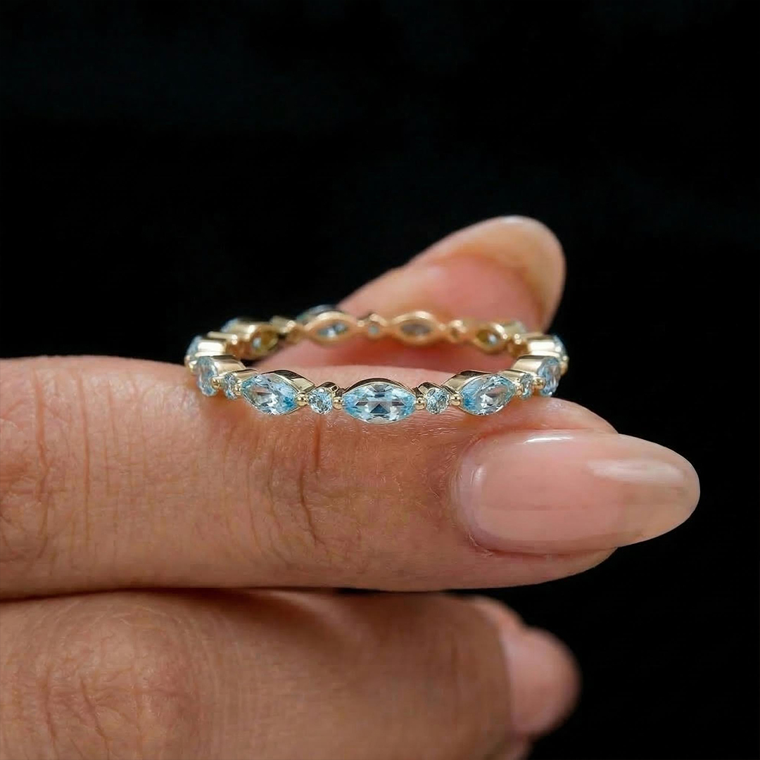 Ovarian Cancer Awareness Teal Marquise Ring