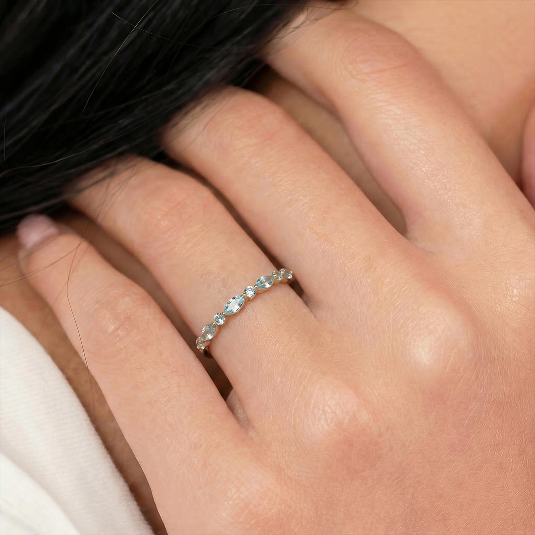 Ovarian Cancer Awareness Teal Marquise Ring