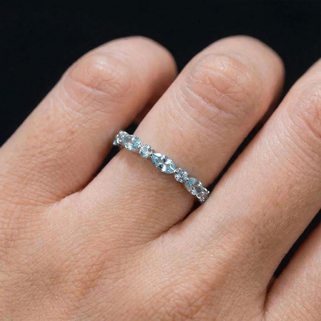 Ovarian Cancer Awareness Teal Marquise Ring