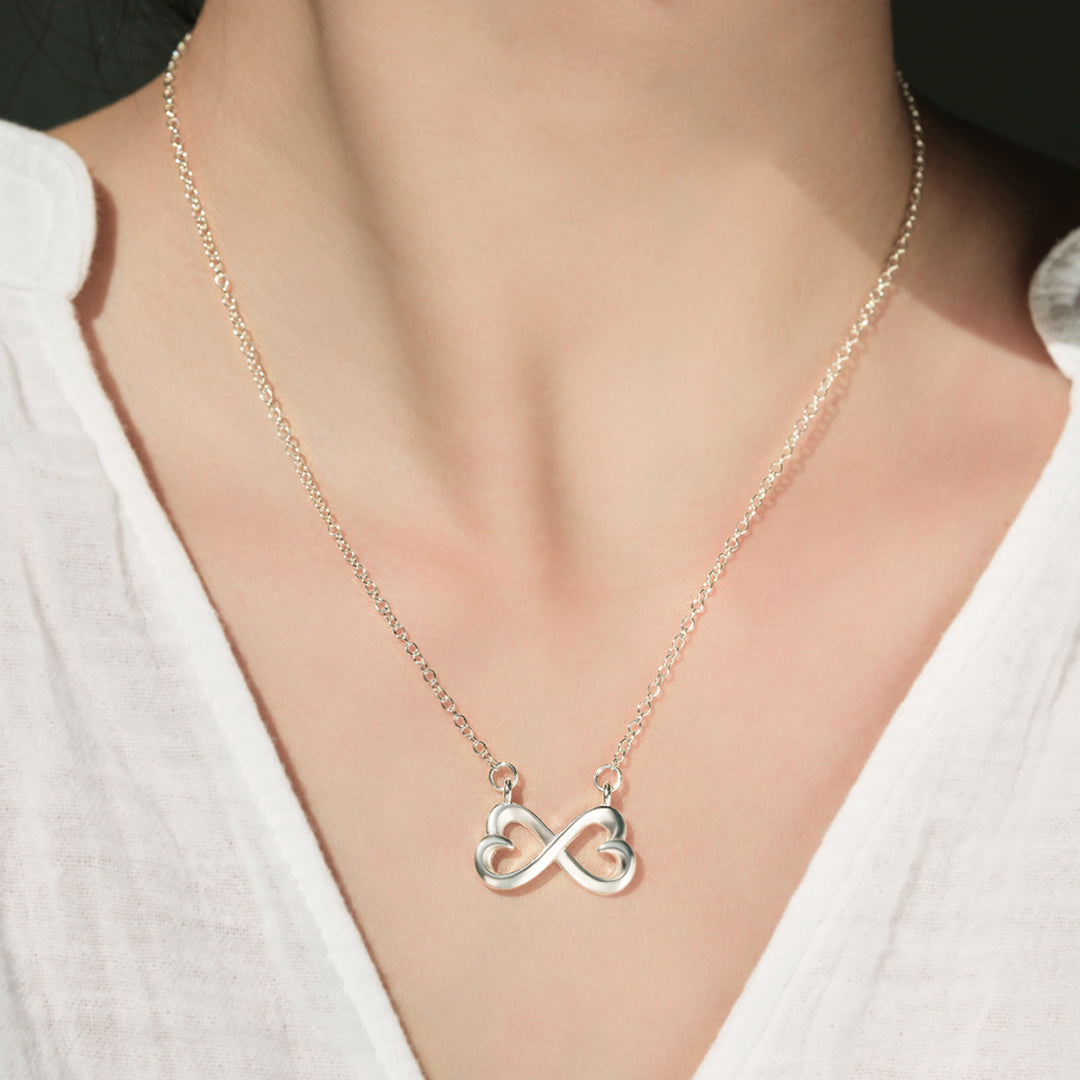 Amour Two-tone Silver Diamond Heart Infinity Necklace | eBay