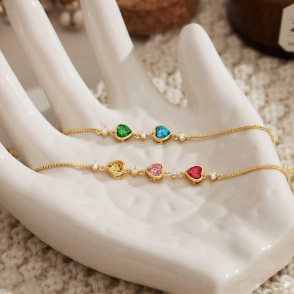 1-10 Birthstones Heartbeat Family Bracelet