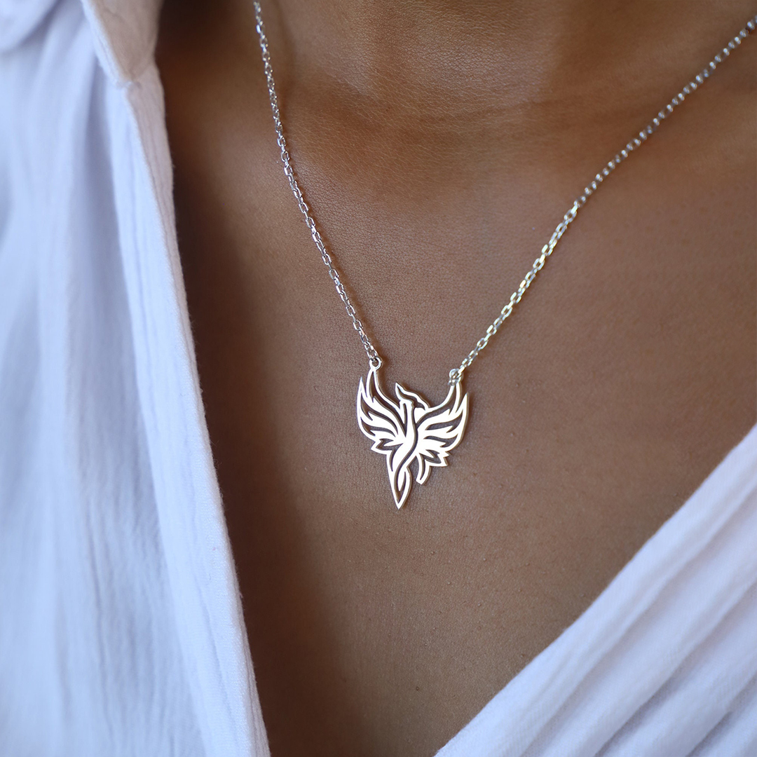 Strength in Rebirth Dainty Phoenix Necklace