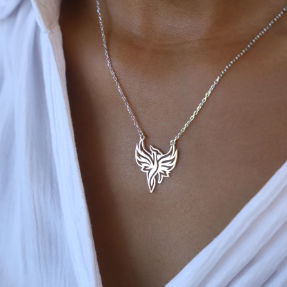 Strength in Rebirth Dainty Phoenix Necklace