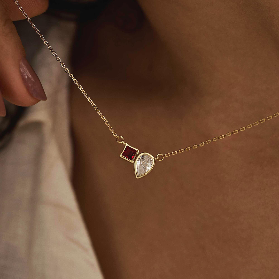 Mother & Daughter Two Stone Necklace