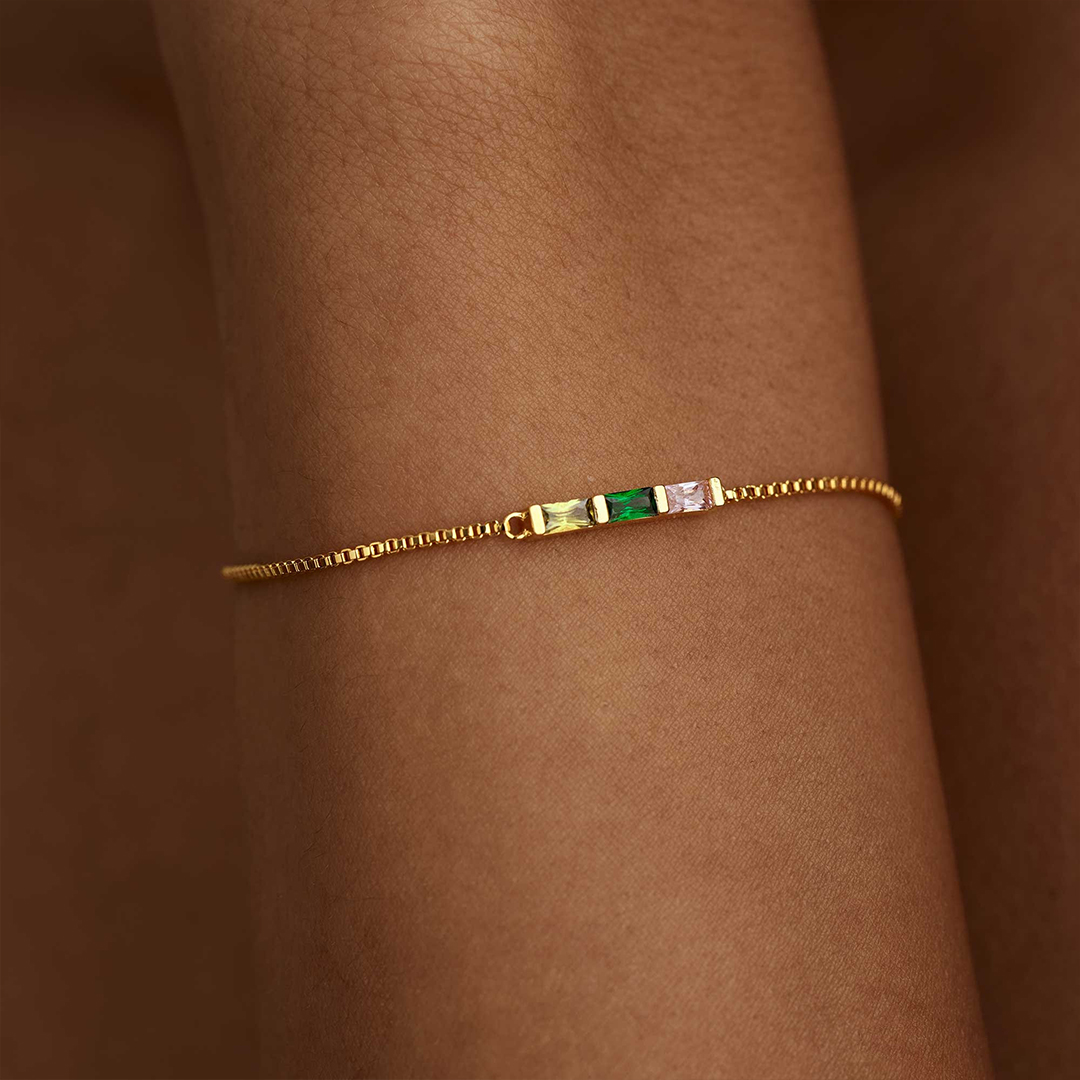 Family Love Baguette Birthstone Bracelet