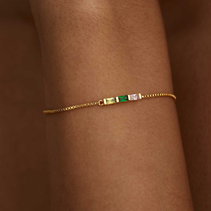 Family Love Baguette Birthstone Bracelet