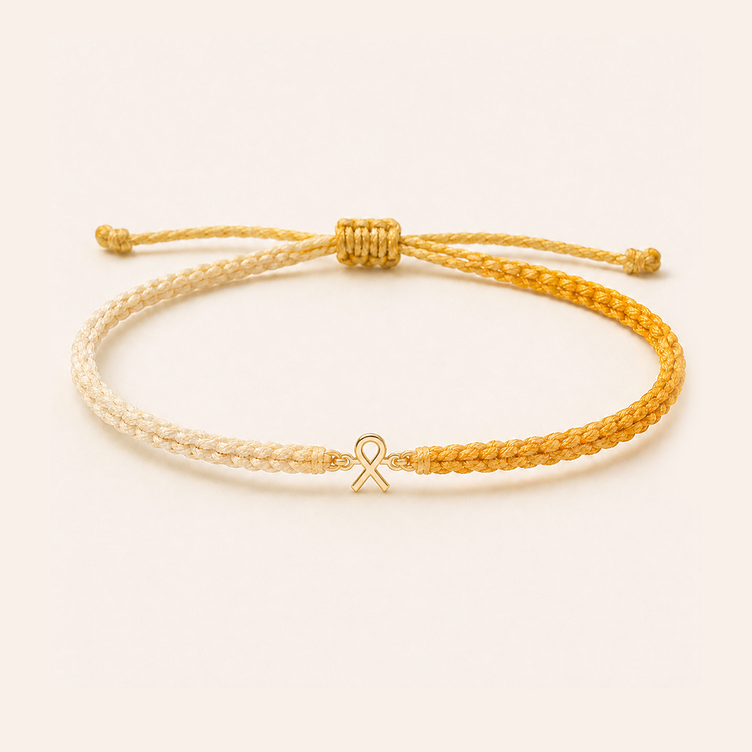 Together We Fight Childhood Cancer Awareness Yellow Ribbon Bracelet