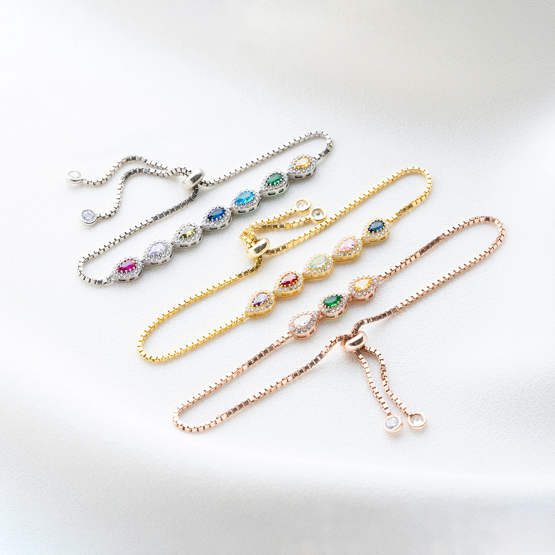 Grandma Gift Family Drop Birthstone Bracelet