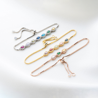 Grandma Gift Family Drop Birthstone Bracelet